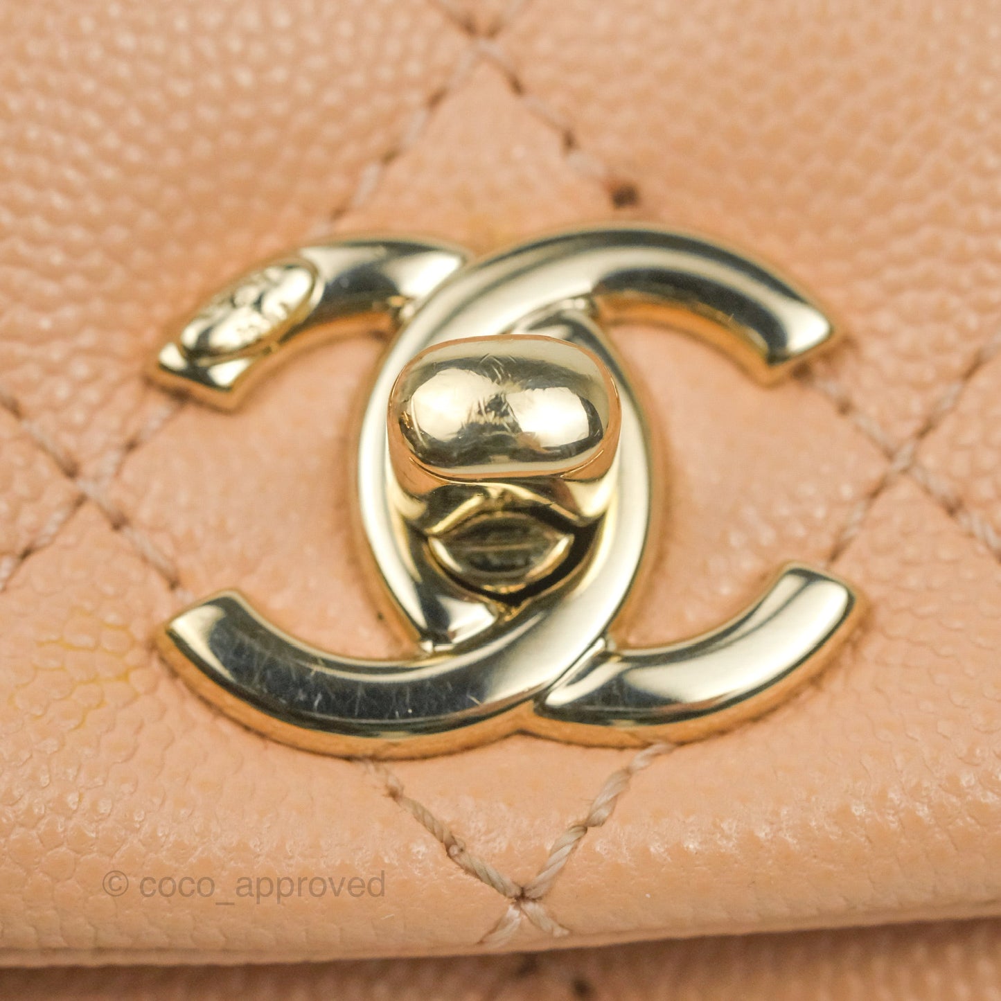 Chanel Mini Coco Handle Quilted Beige Pink Caviar Gold Hardware