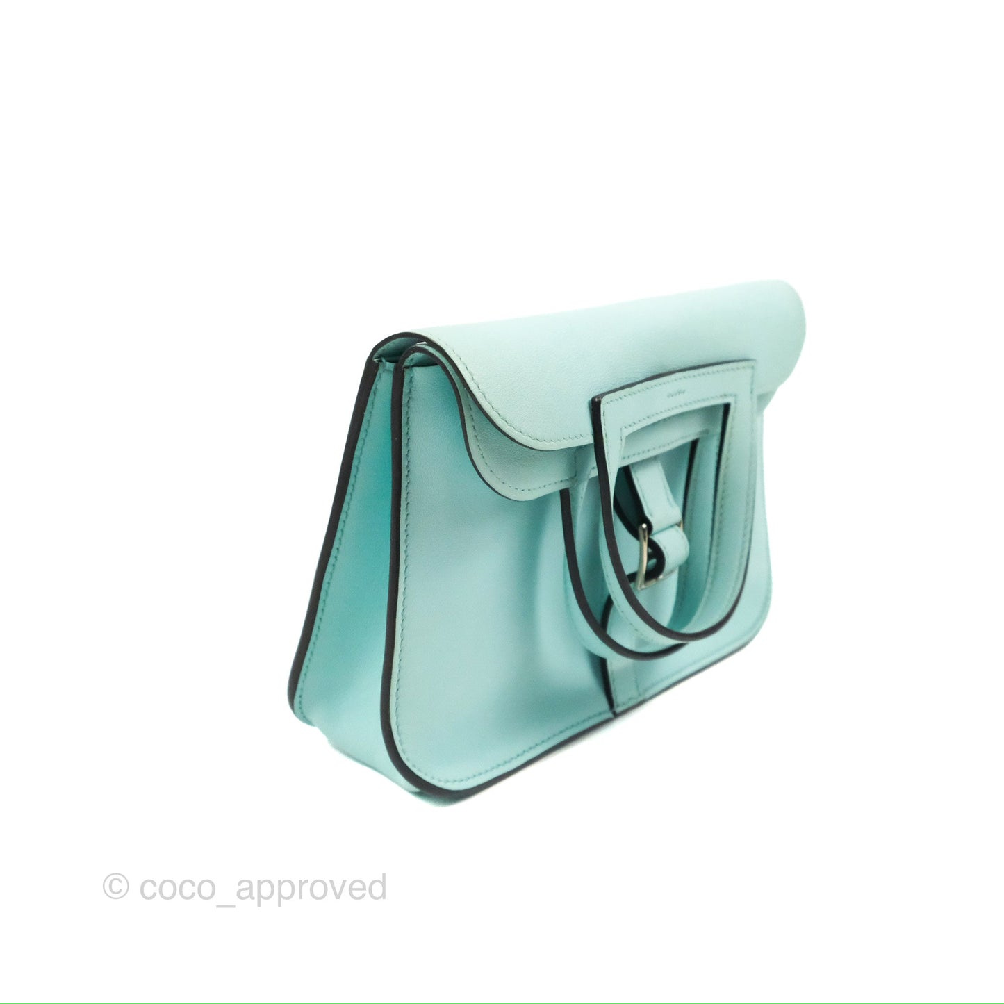 Hermès Halzan 22 Mini Aqua Swift Palladium Hardware