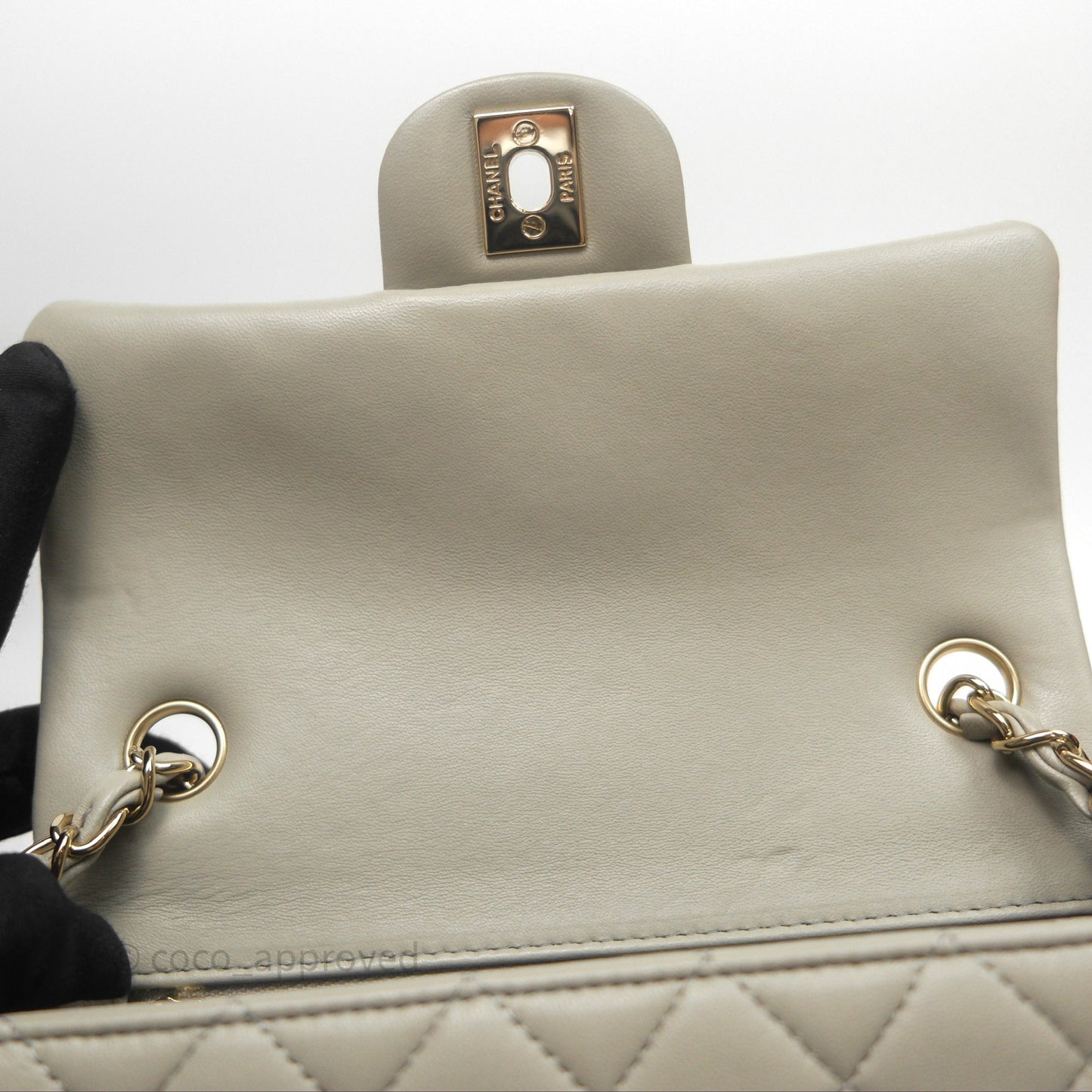Chanel Mini Rectangular Quilted Sage Lambskin Gold Hardware
