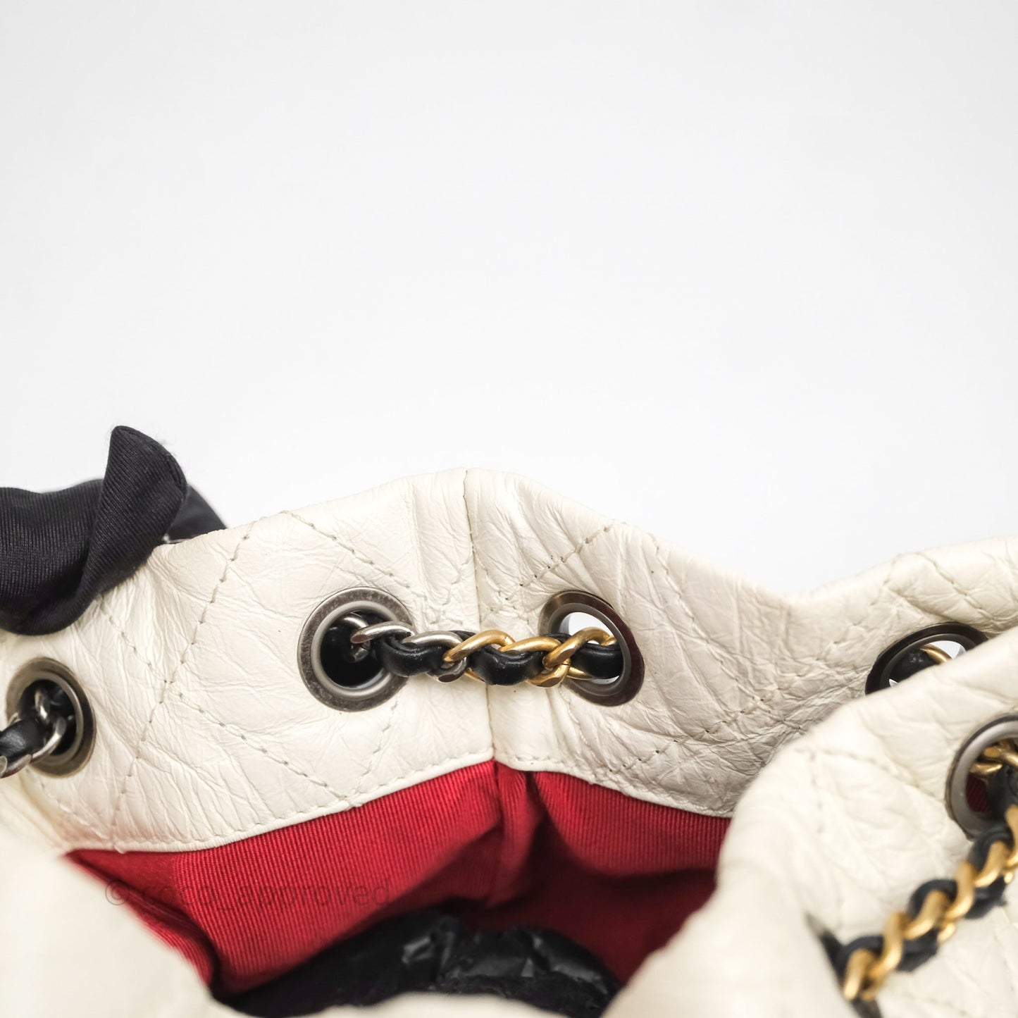 Chanel Small Gabrielle Backpack White Black Aged Calfskin