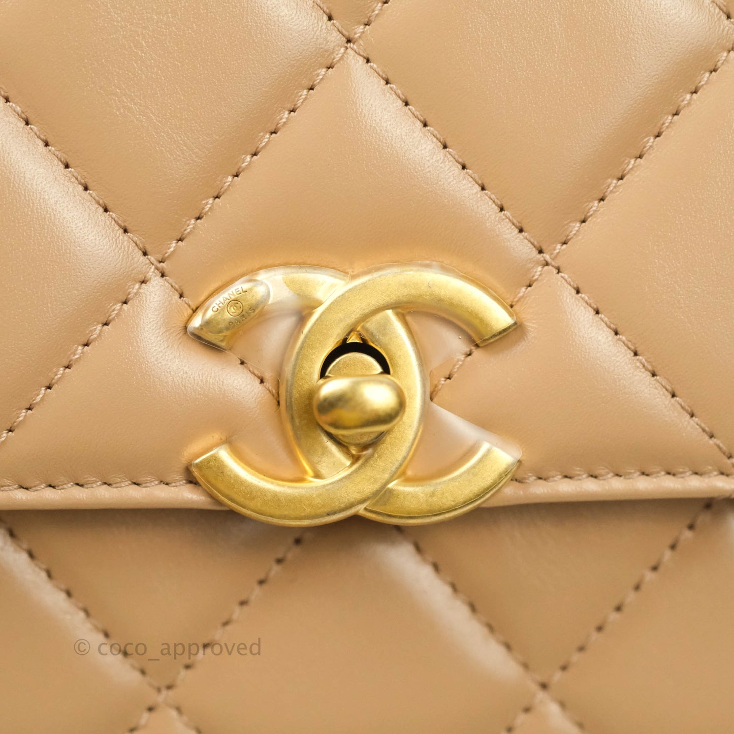 Chanel Quilted Mini Perfect Fit Adjustable Beige Calfskin Gold Hardware 21A