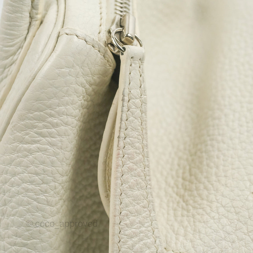 Hermes Lindy 30 White Clemence Palladium Hardware
