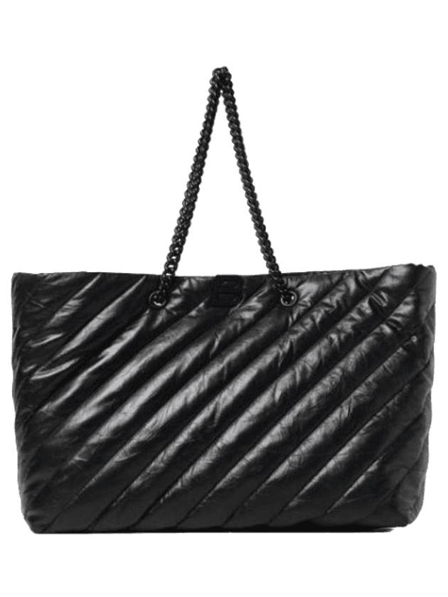 Luxury Balenciaga Crush Large Quilted Carry All Tote Bag Black