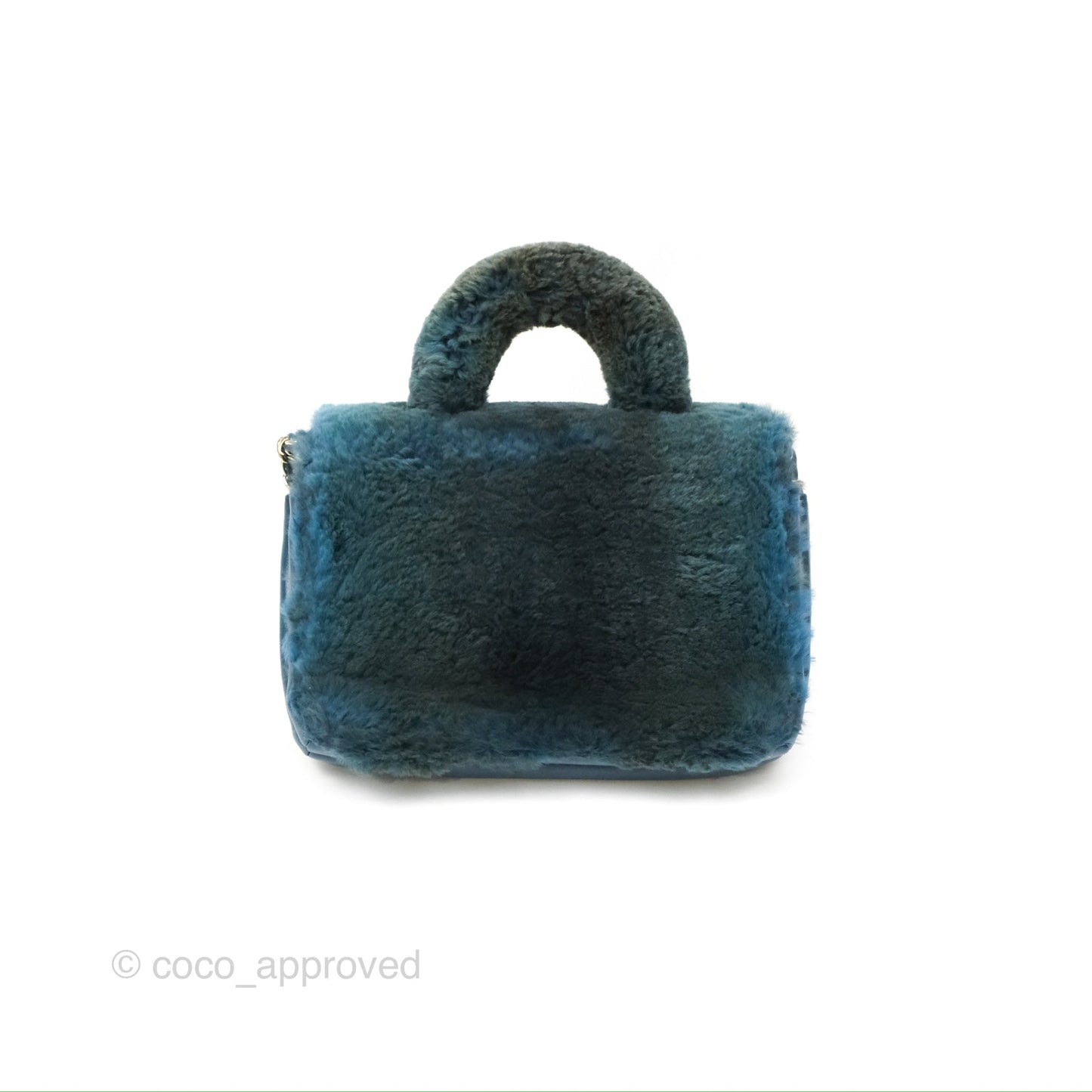 Chanel Top Handle Bag Green Blue Orylag Fur 17A