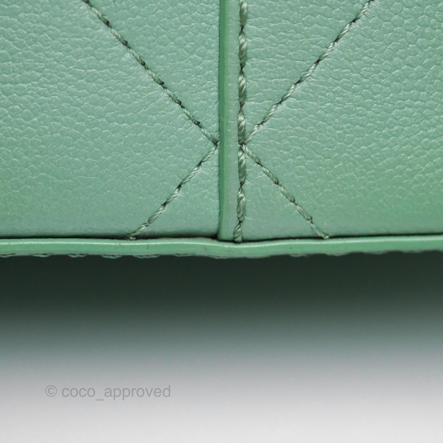 Chanel Drawstring Bucket Bag Quilted Green Caviar Aged Gold Hardware