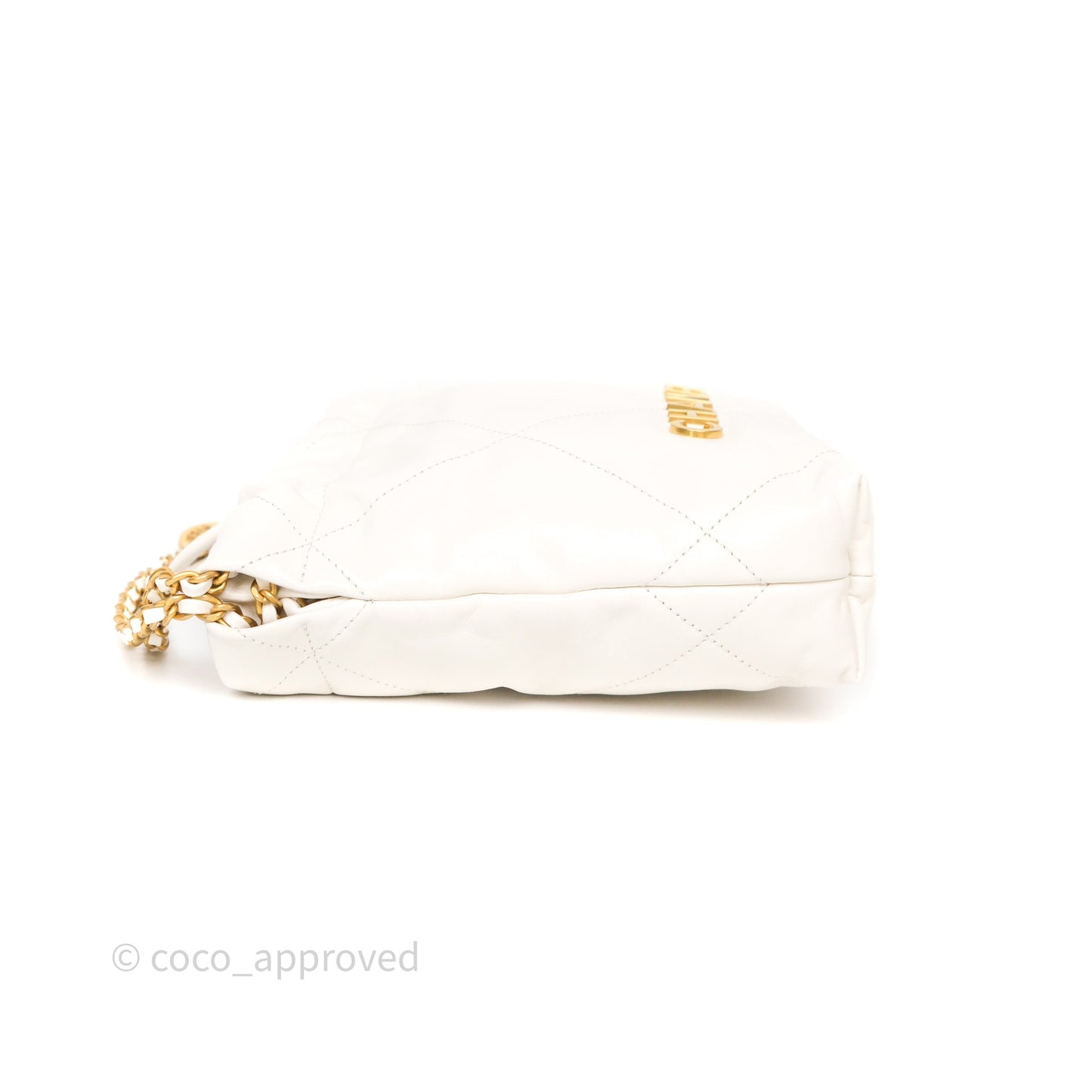 Chanel 22 Mini Bag White Calfskin Aged Gold Hardware