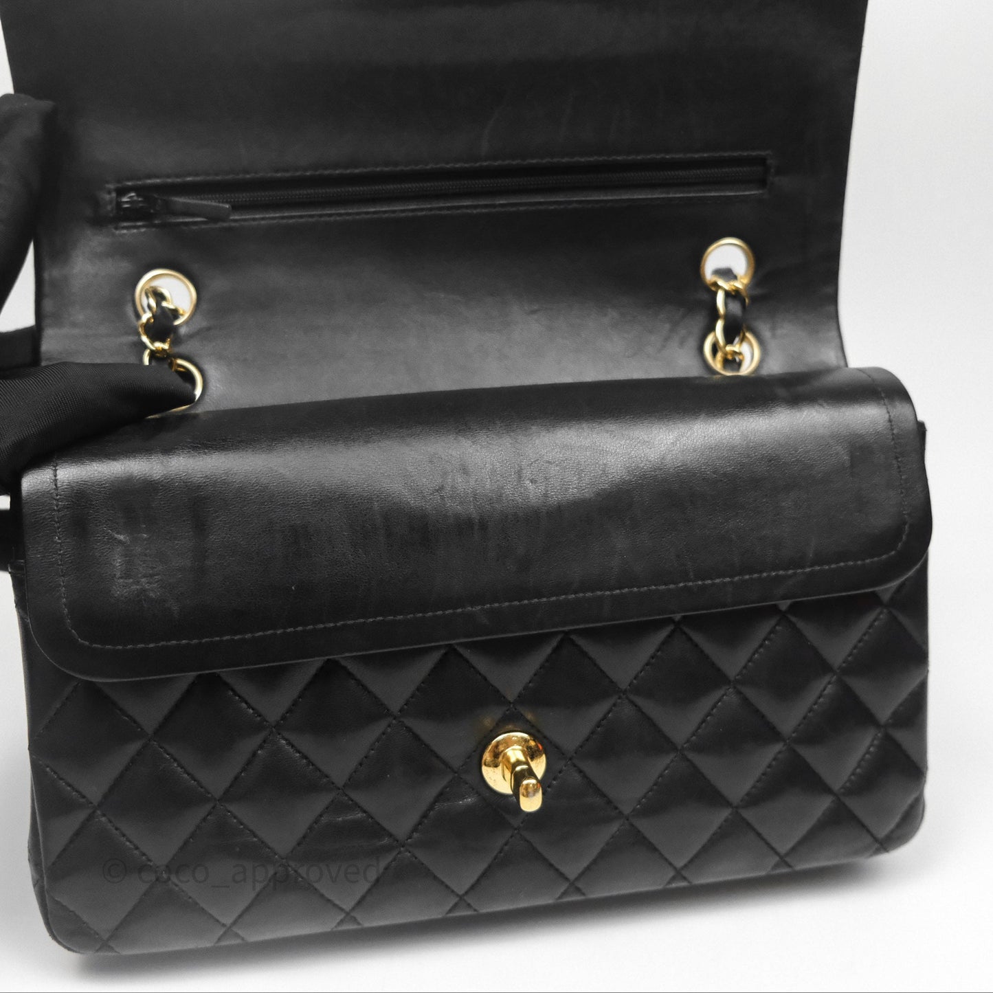 Chanel Classic M/L Medium Flap Quilted Black Lambskin Gold Hardware