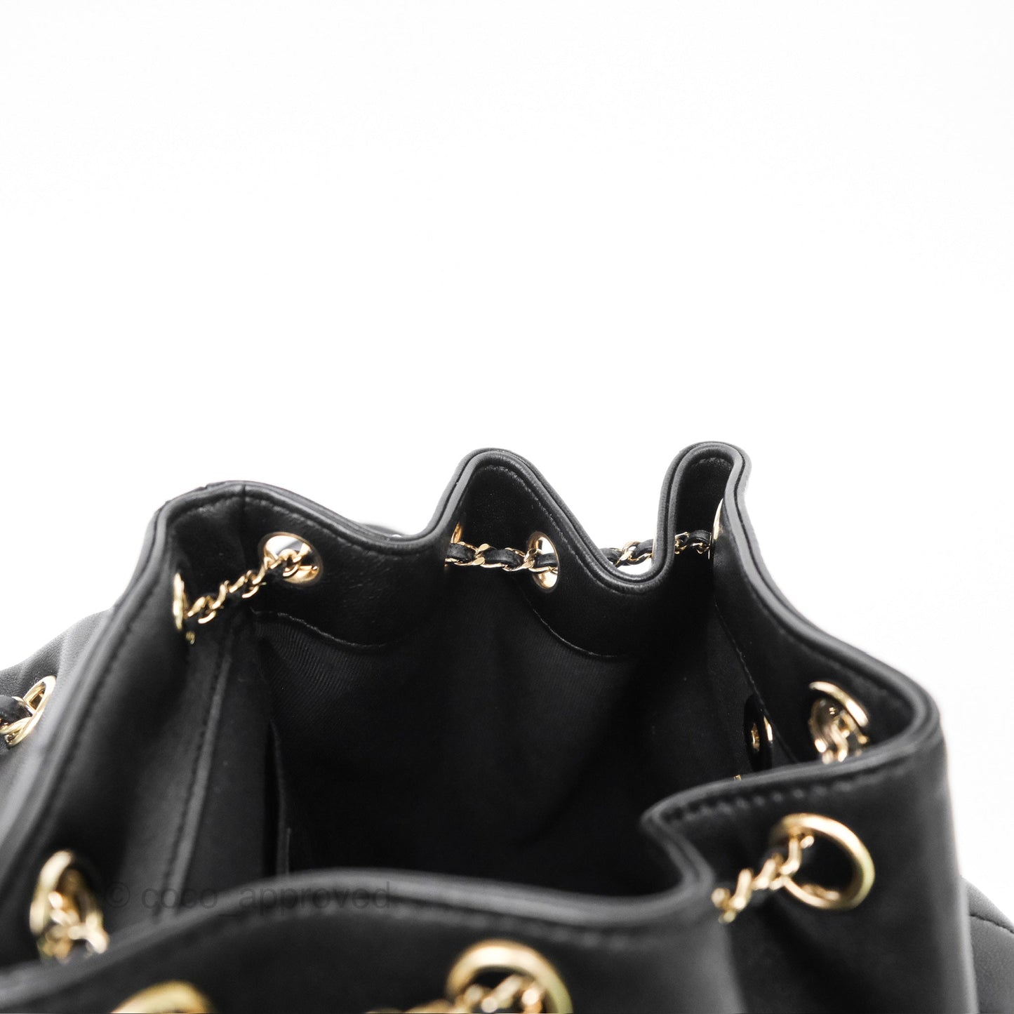 Chanel Small Duma Drawstring Backpack Black Lambskin Gold Hardware