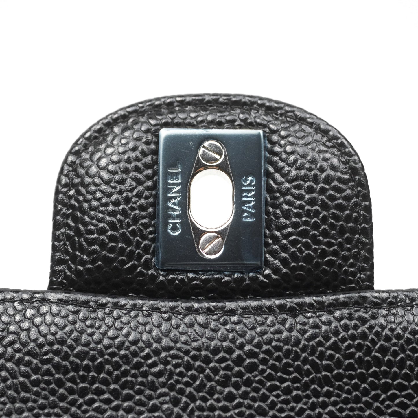 Chanel Classic M/L Medium Flap Quilted Black Caviar Silver Hardware