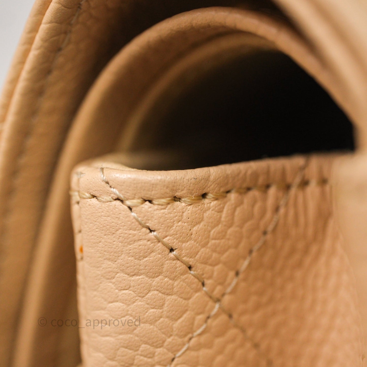 Chanel Classic M/L Medium Flap Quilted Beige Caviar Gold Hardware