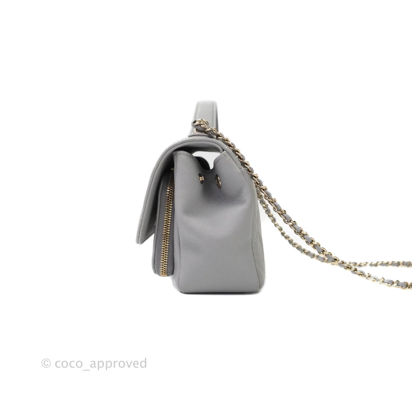 Chanel Quilted Small Business Affinity Flap Grey Caviar Gold Hardware