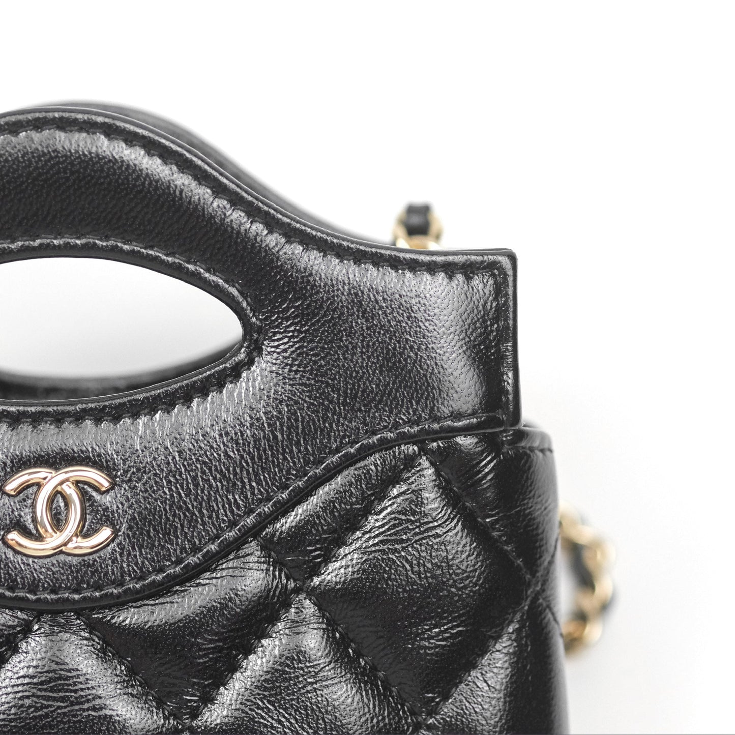 Chanel Micro 31 Black Shiny Calfskin Gold Hardware