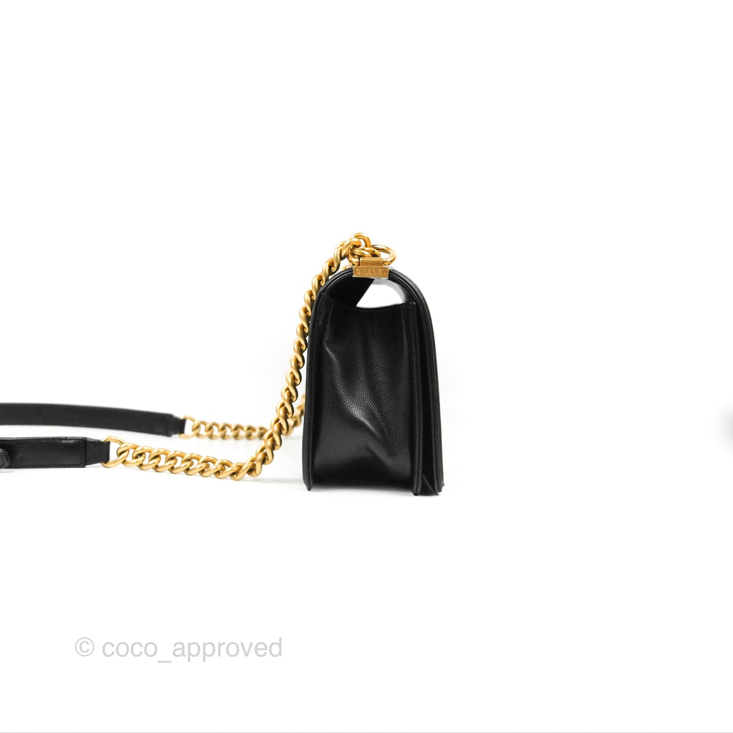 Chanel Quilted Medium Boy Black Caviar Aged Gold Hardware