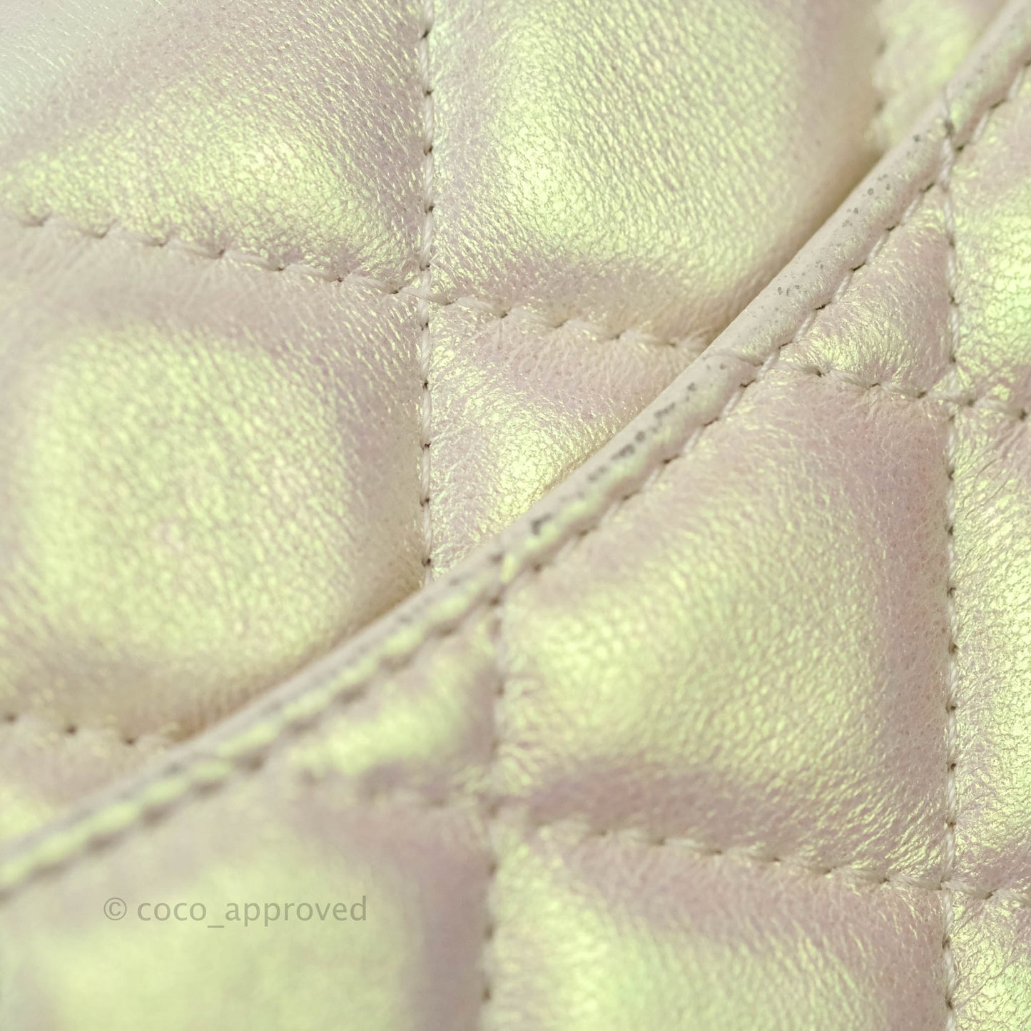 Chanel Quilted Wallet on Chain WOC Iridescent Ivory Light Gold Hardware