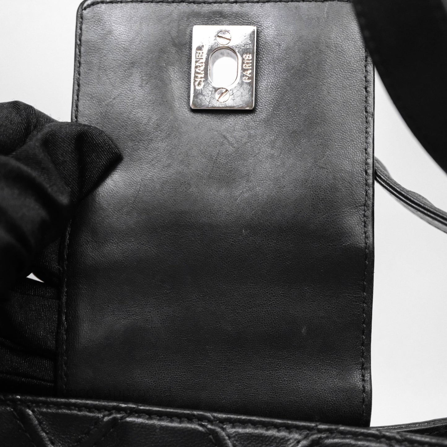 Chanel Vintage Quilted Kelly Waffle Bag Silver Hardware
