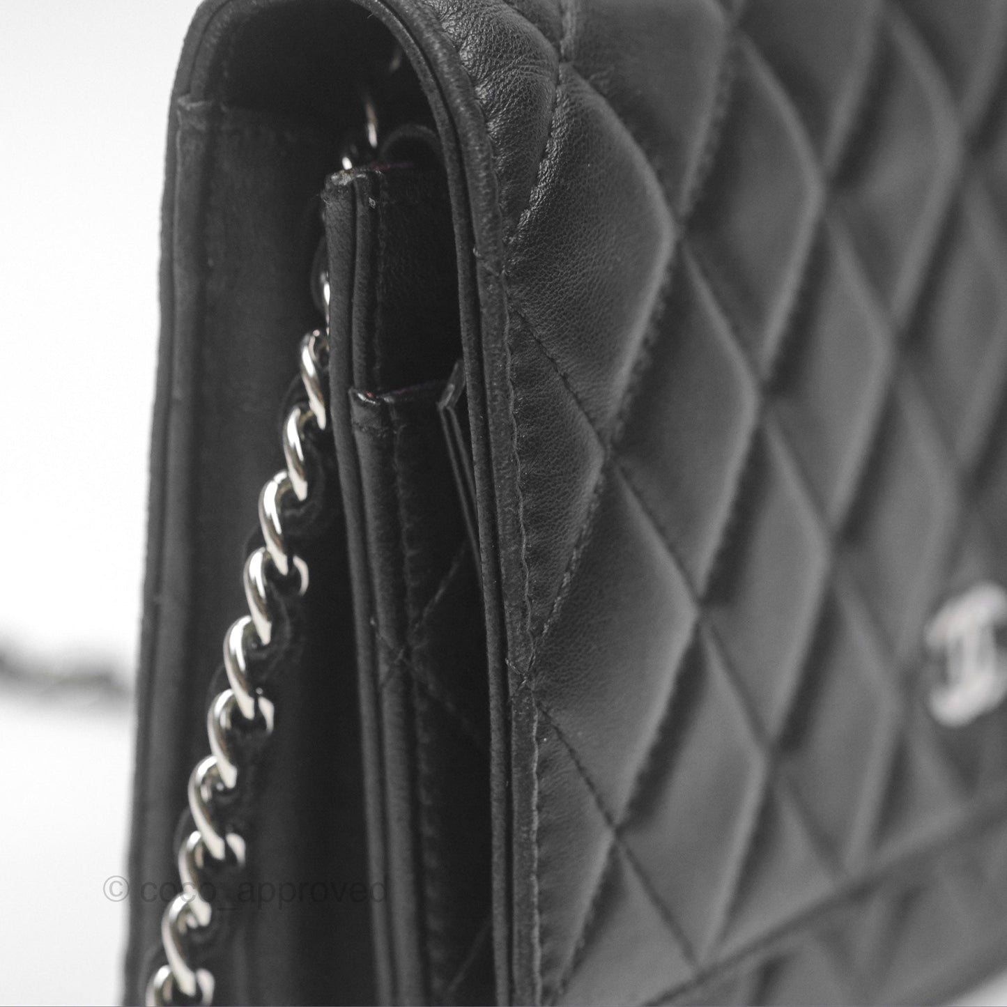 Chanel Quilted Wallet on Chain WOC Black Lambskin Palladium Hardware