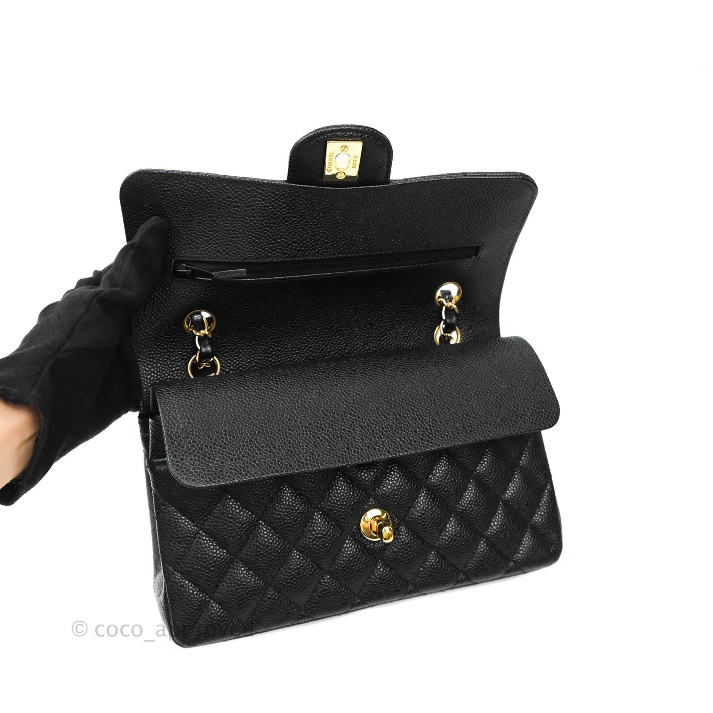 Chanel Classic Small S/M Flap Black Caviar Gold Hardware