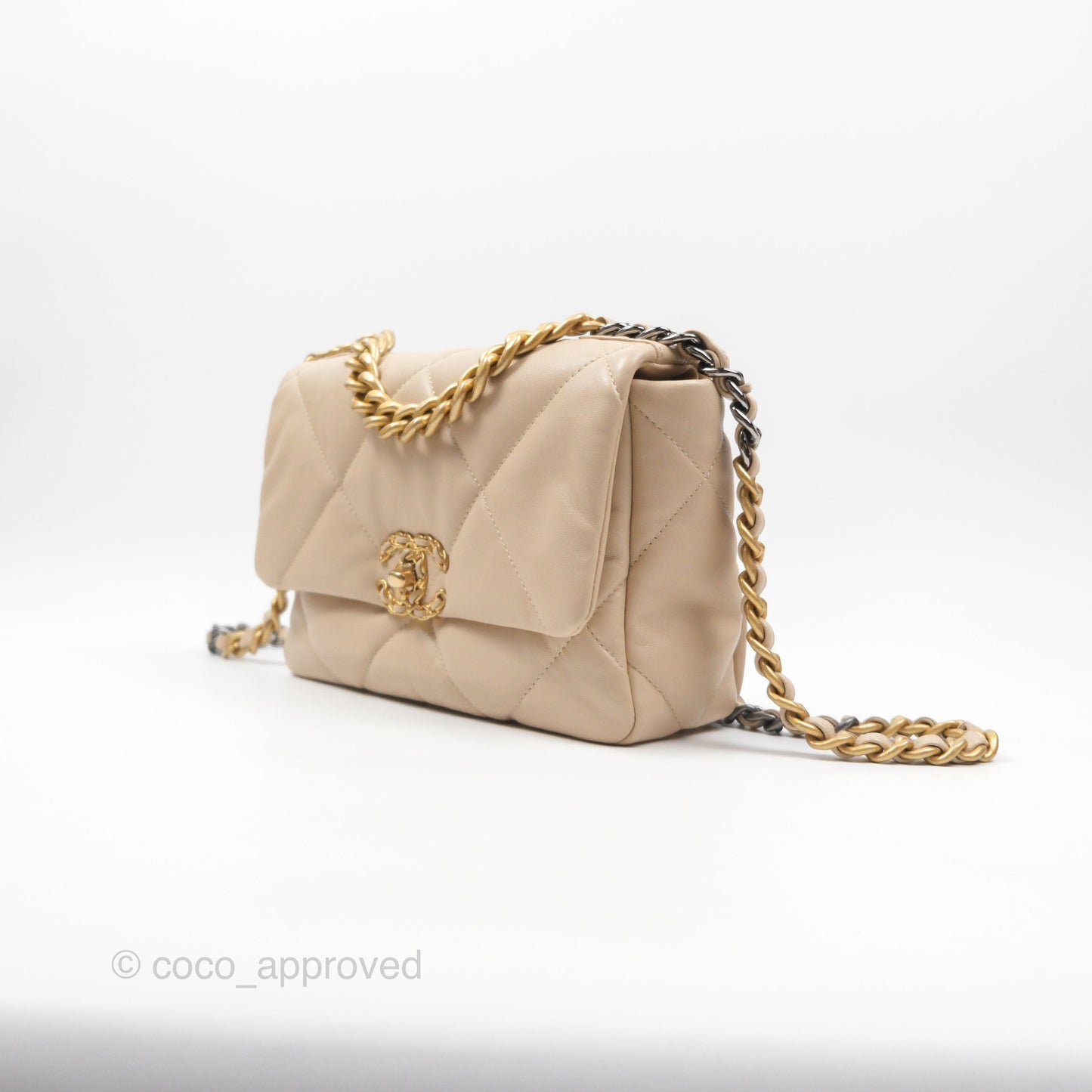 Chanel 19 Small Beige Lambskin Mixed Hardware