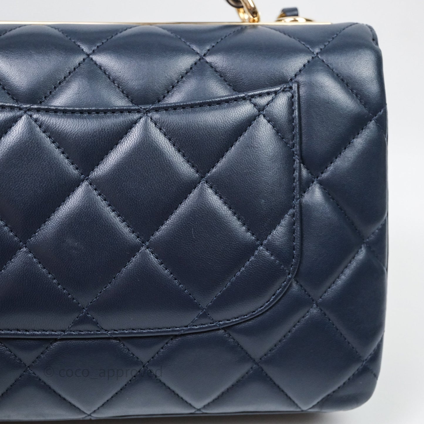Chanel Small Trendy CC Navy Lambskin Gold Hardware