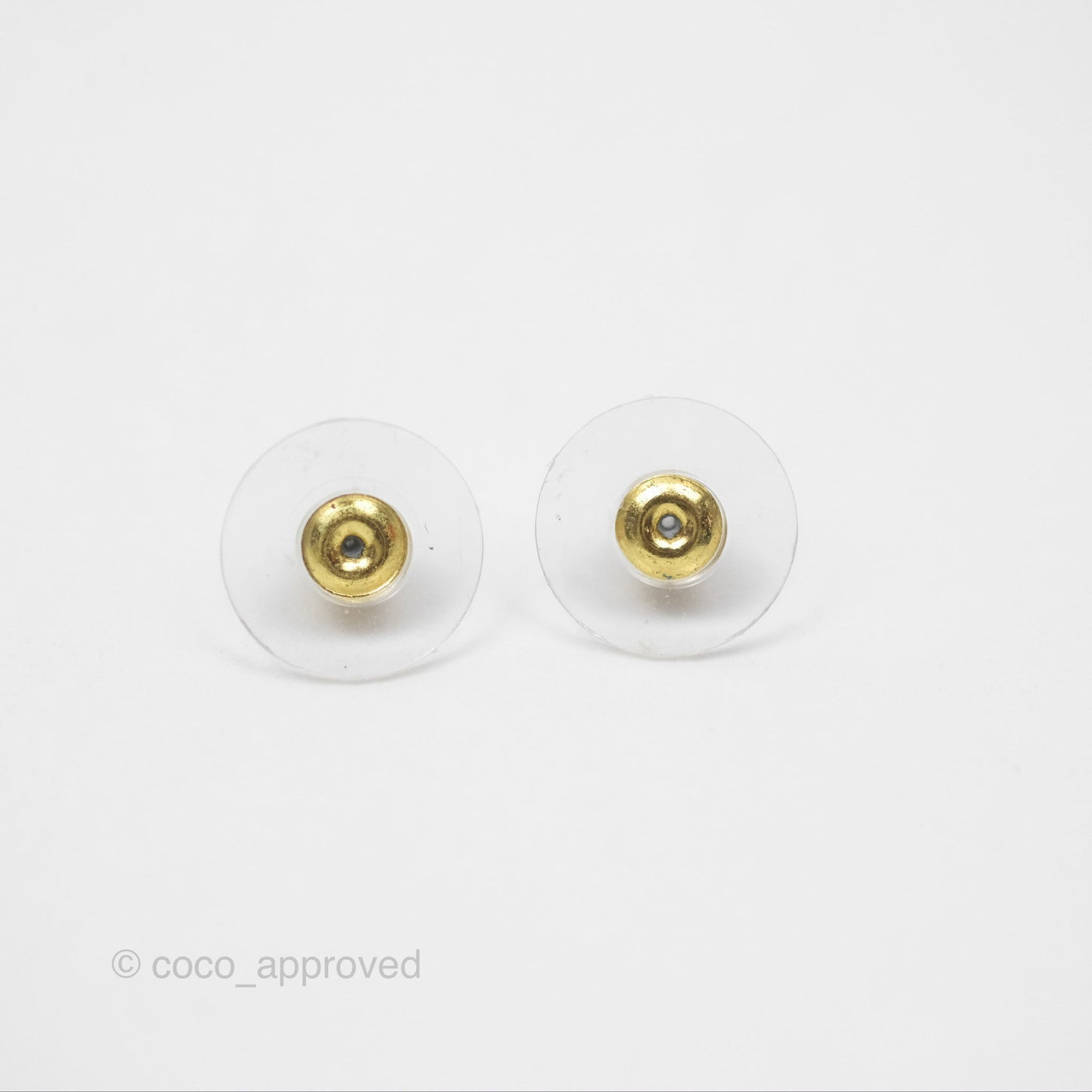 Chanel CC Square Black Earrings Gold Tone 24A