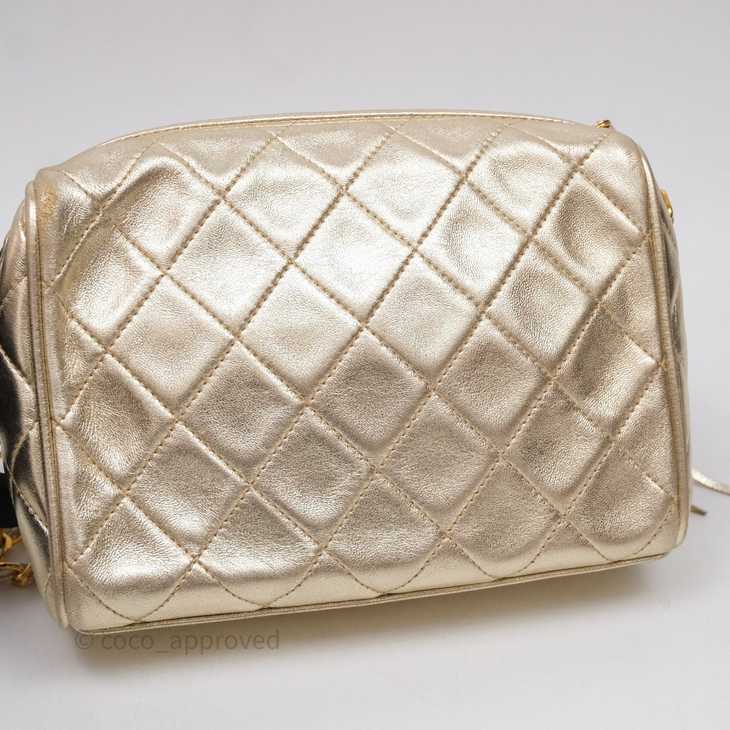 Chanel Vintage Camera Bag Gold Lambskin Gold Hardware