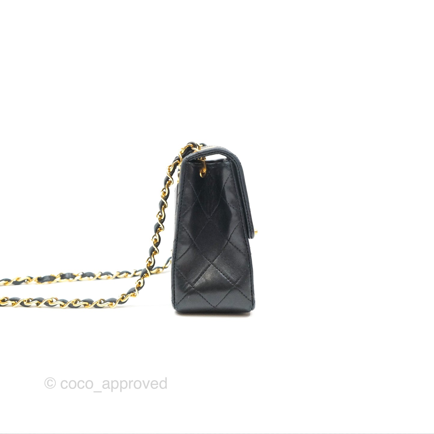 Chanel Vintage Mini Square Black Lambskin 24K Gold Hardware