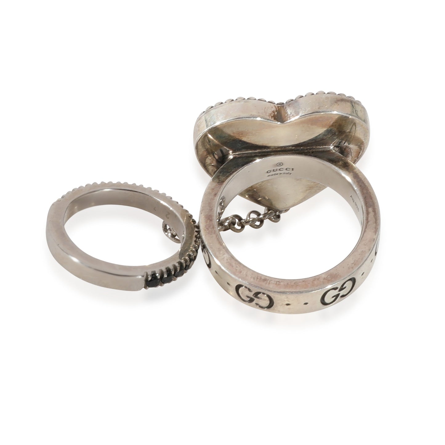 Luxury Gucci Trending 2025 Bosco & Orso Heart Chain Cocktail Ring With Spinel in Sterling Silver
