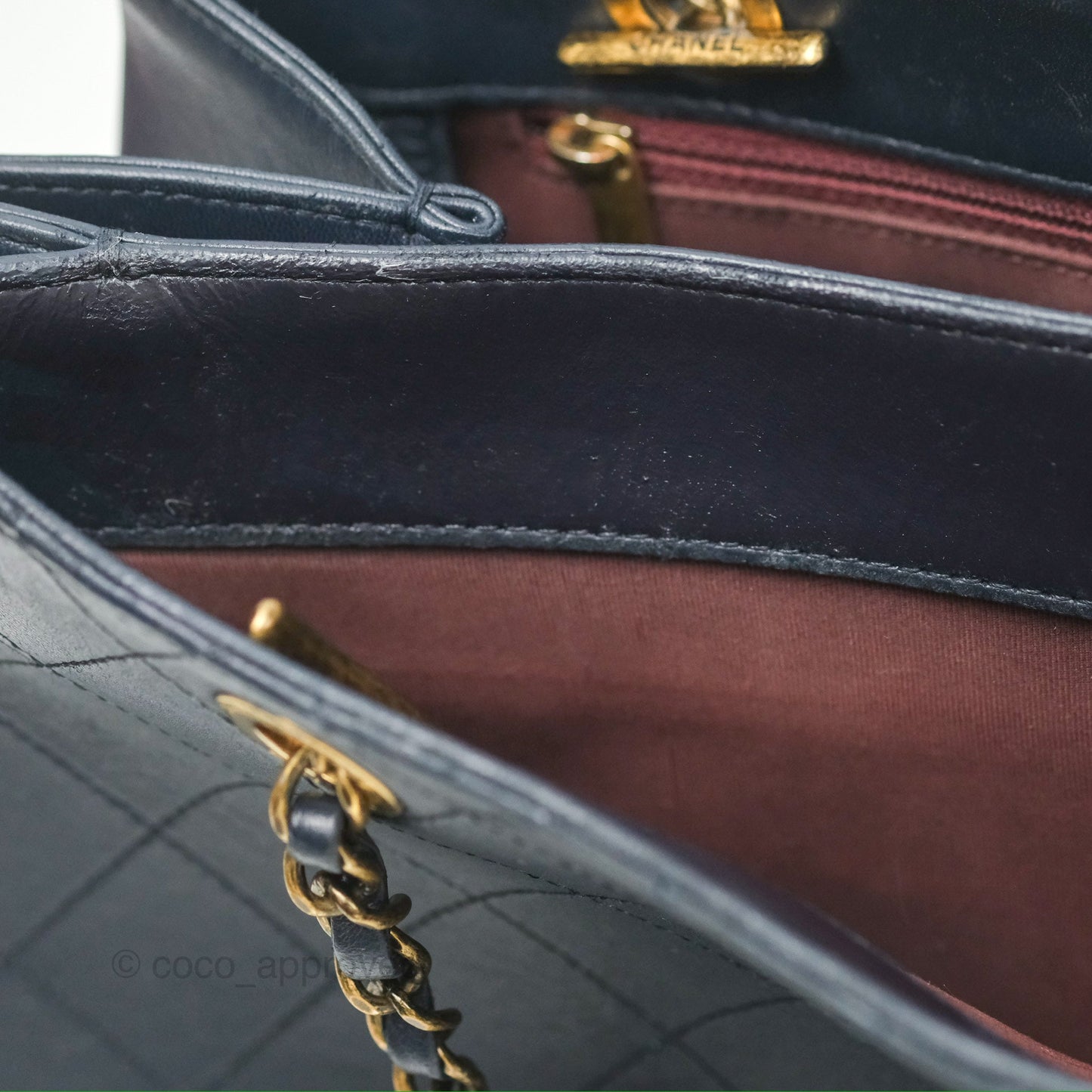 Chanel Medium Around The Corner Shopping Tote Navy Lambskin
