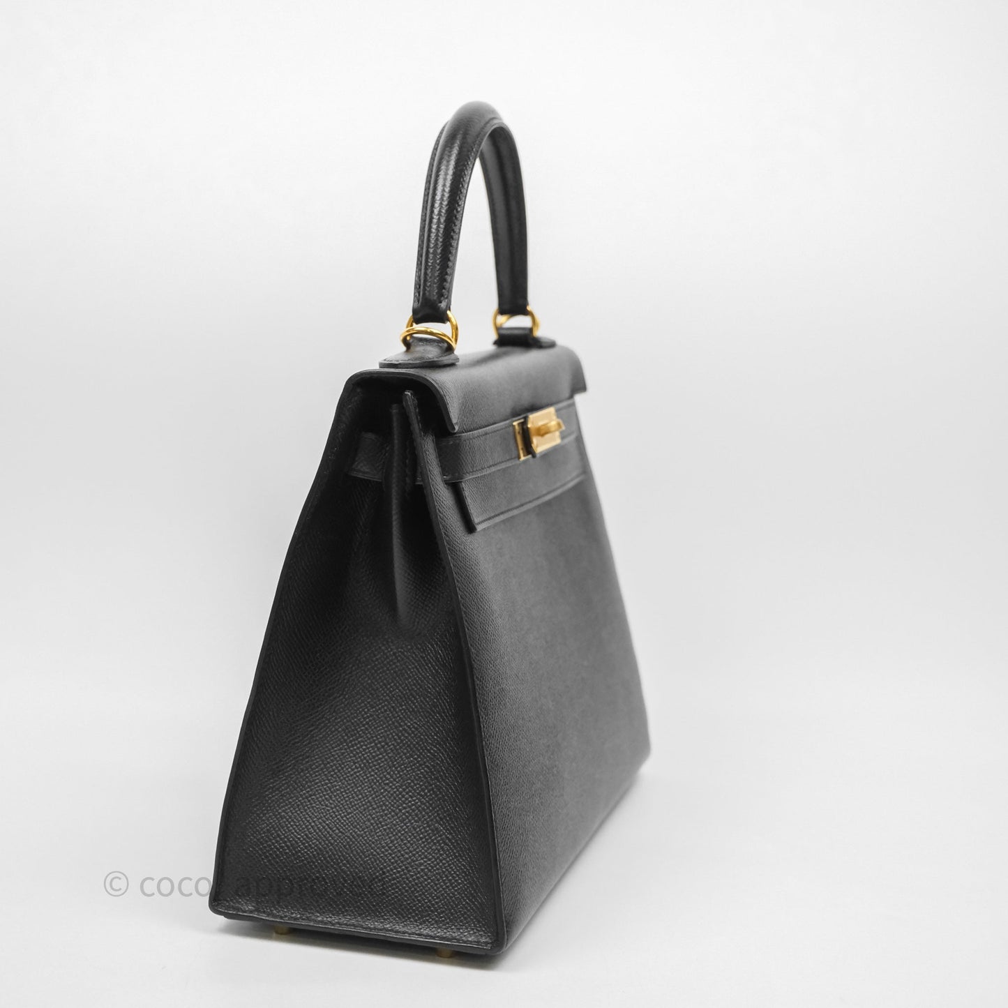Hermès Kelly 28 Sellier Black Noir 89 Epsom Gold Hardware