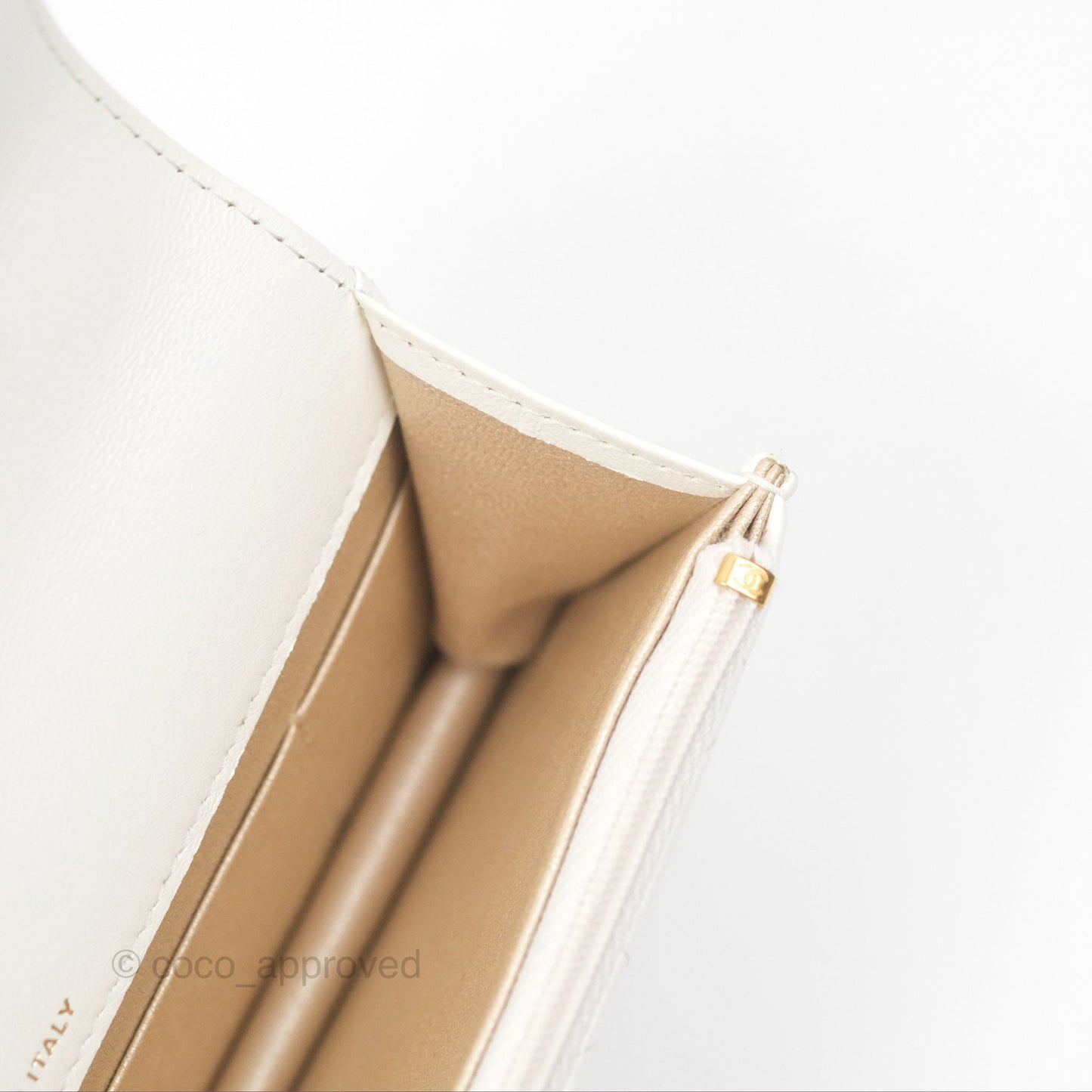 Chanel Dynasty Phone Holder with Chain White Ivory Lambskin Aged Gold Hardware