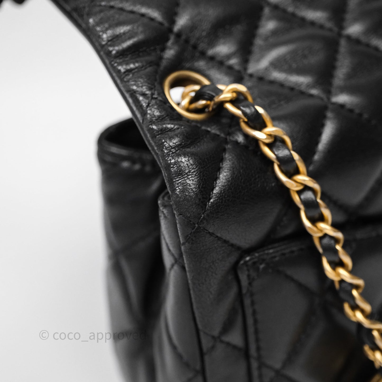 Chanel Pearl Crush Mini Square Quilted Black Lambskin Aged Gold Hardware