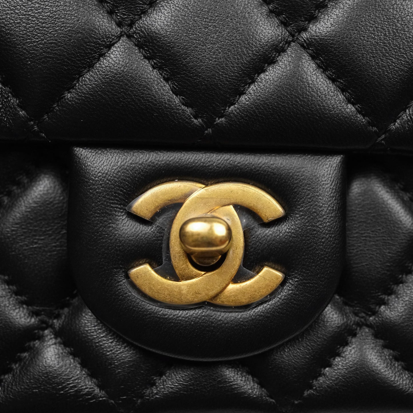 Chanel Romance Mini Square Flap Black Lambskin Aged Gold Hardware