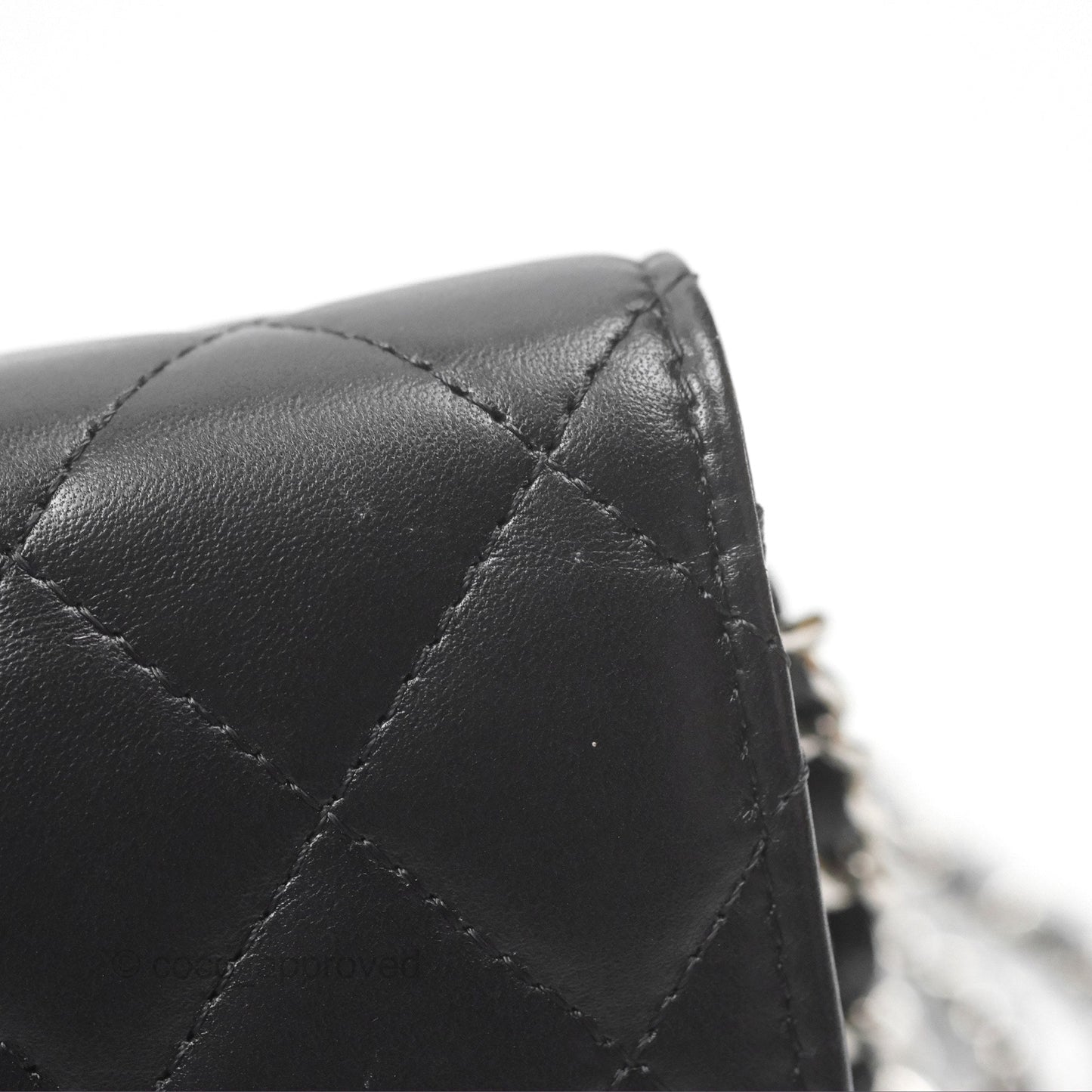 Chanel Quilted Mini Wallet on Chain WOC Black Lambskin Silver Hardware