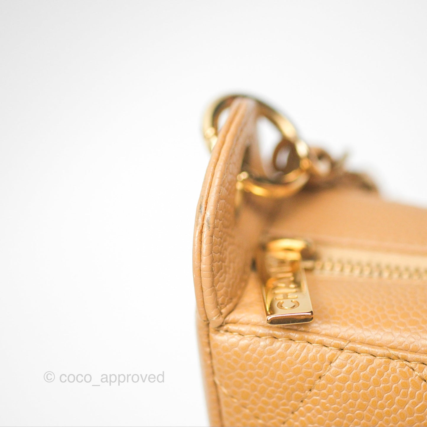 Chanel Vintage CC Quilted Hobo Shoulder Bag Beige Caviar Gold Hardware