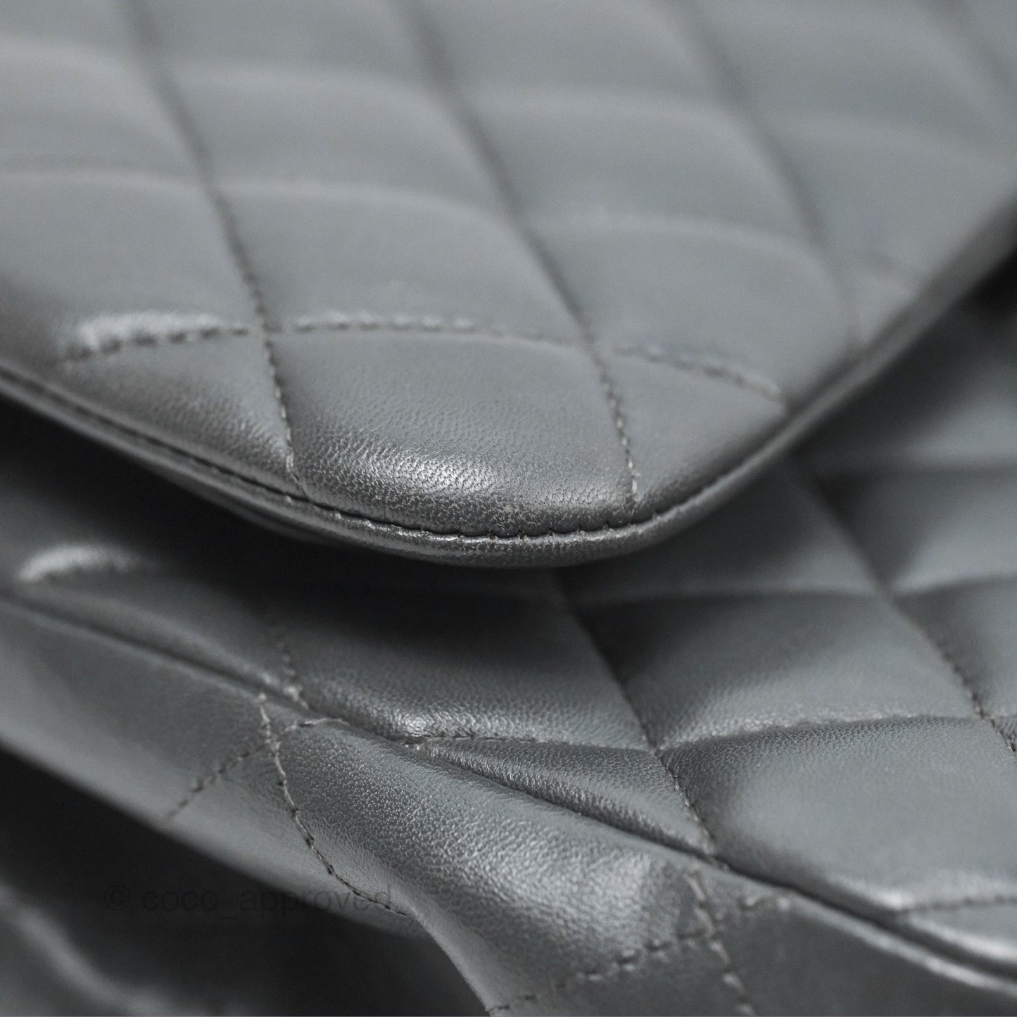 Chanel Jumbo Double Flap Dark Grey Lambskin Brushed Gold Hardware⁣⁣