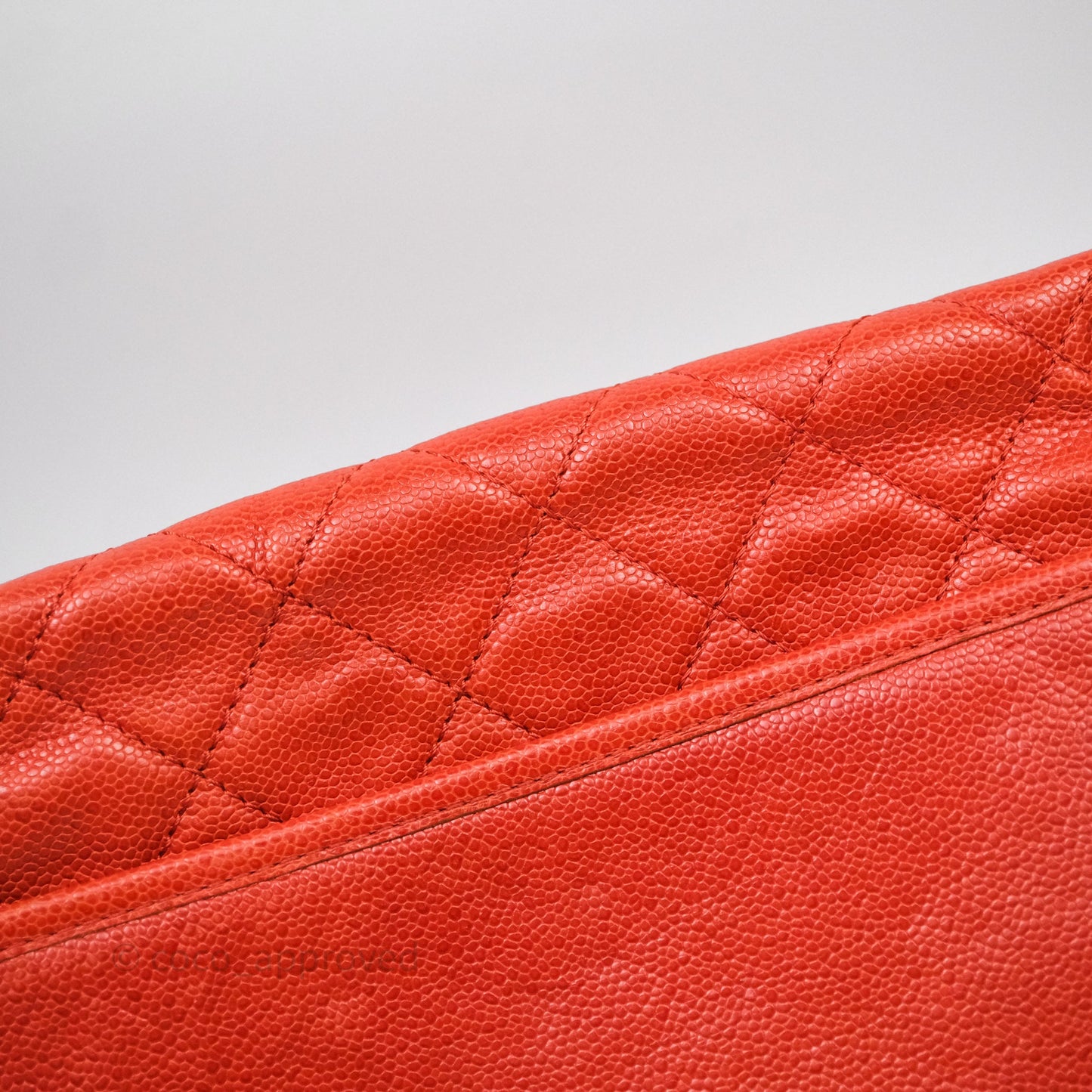 Chanel Flap Bag Caviar Orange Silver Hardware