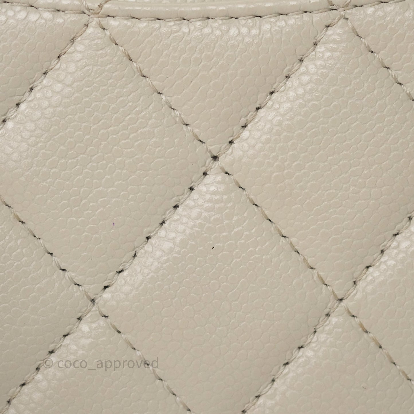Chanel Zipper Card Holder Wallet Light Grey Caviar Gold Hardware