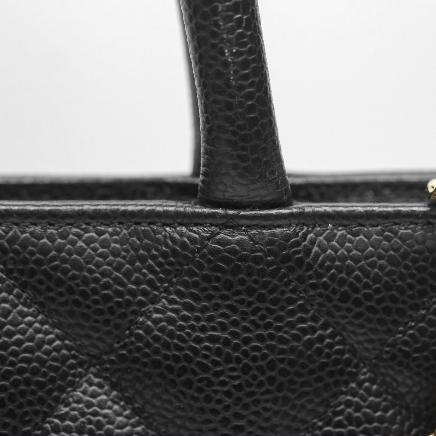 Chanel Vintage Medallion CC Black Caviar Tote Bag Gold Hardware