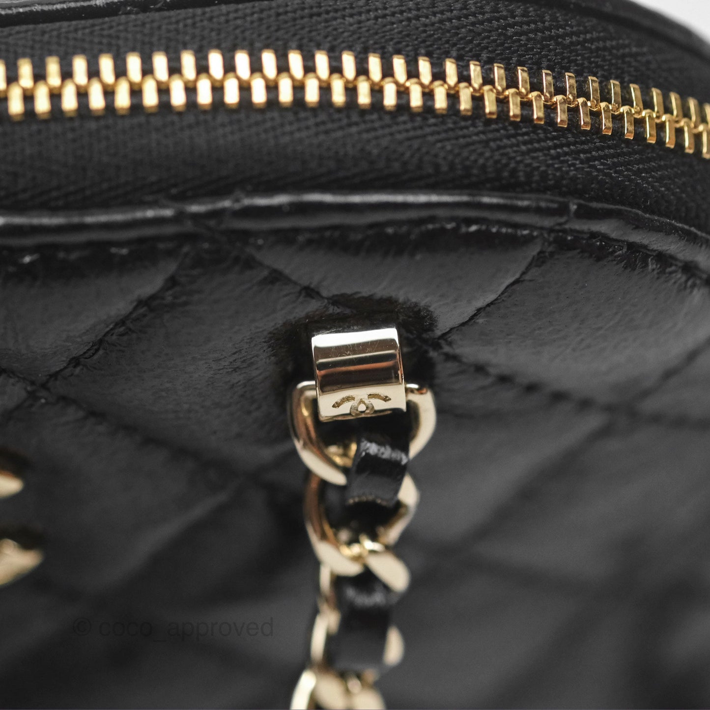 Chanel Mini Handle Clutch with Chain Black Shiny Lambskin Gold Hardware