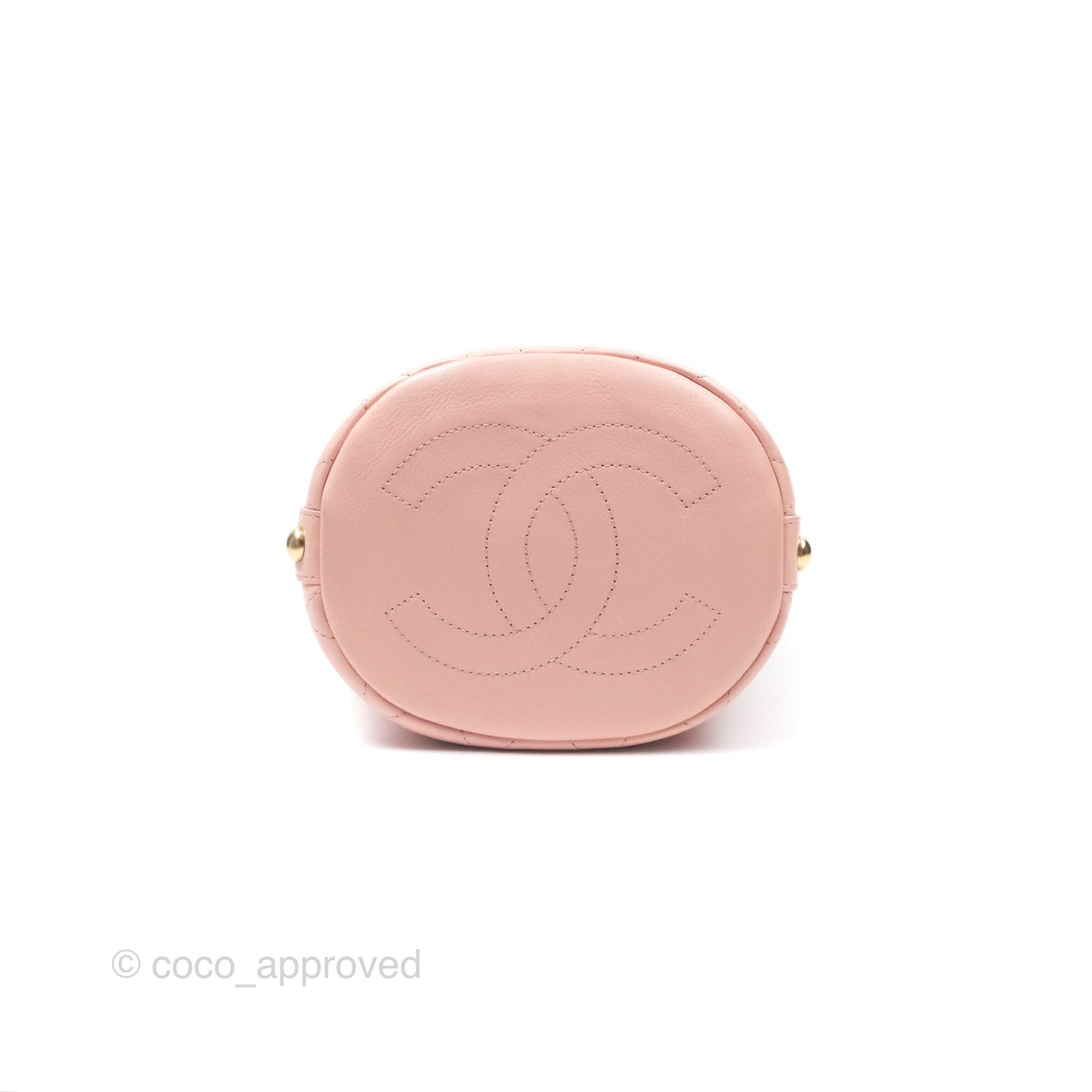 Chanel Quilted Top Handle Drawstring Bucket Bag Calfskin Tweed Pink Aged Gold Hardware