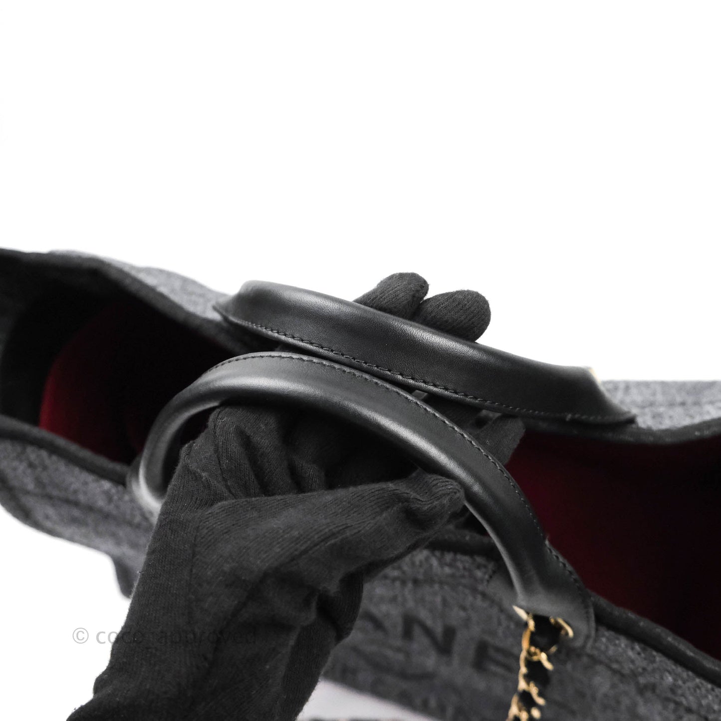 Chanel Large Deauville Charcoal Grey Canvas Gold Hardware
