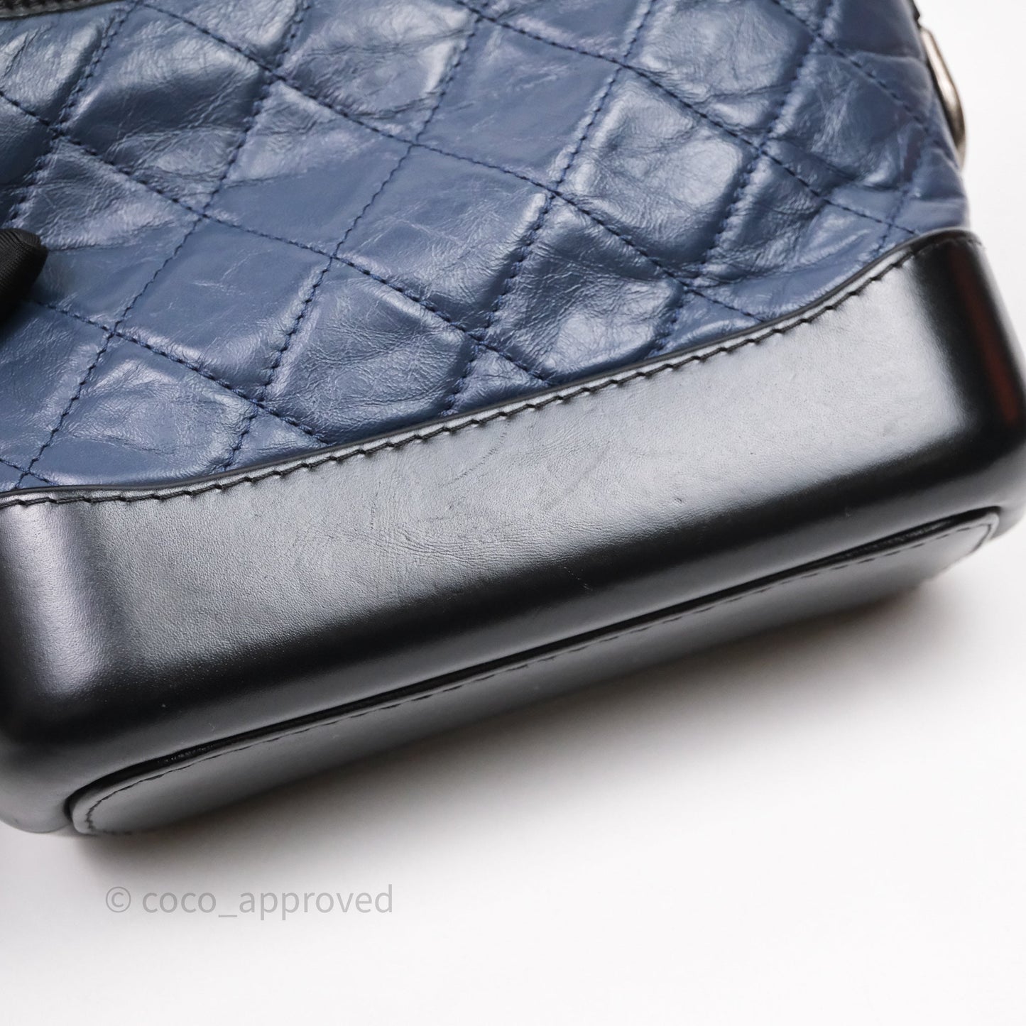 Chanel Quilted Small Gabrielle Hobo Navy Black Aged Calfskin Mixed Hardware