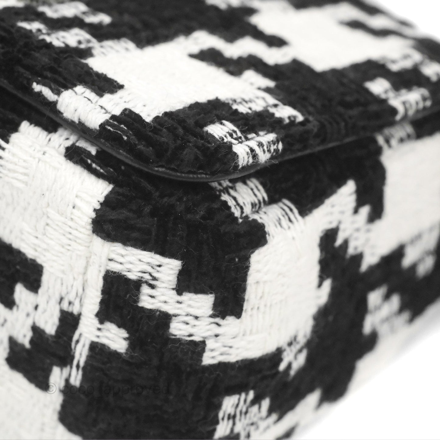 Dior Small Caro Bag Black & White Macro Houndstooth Fabric