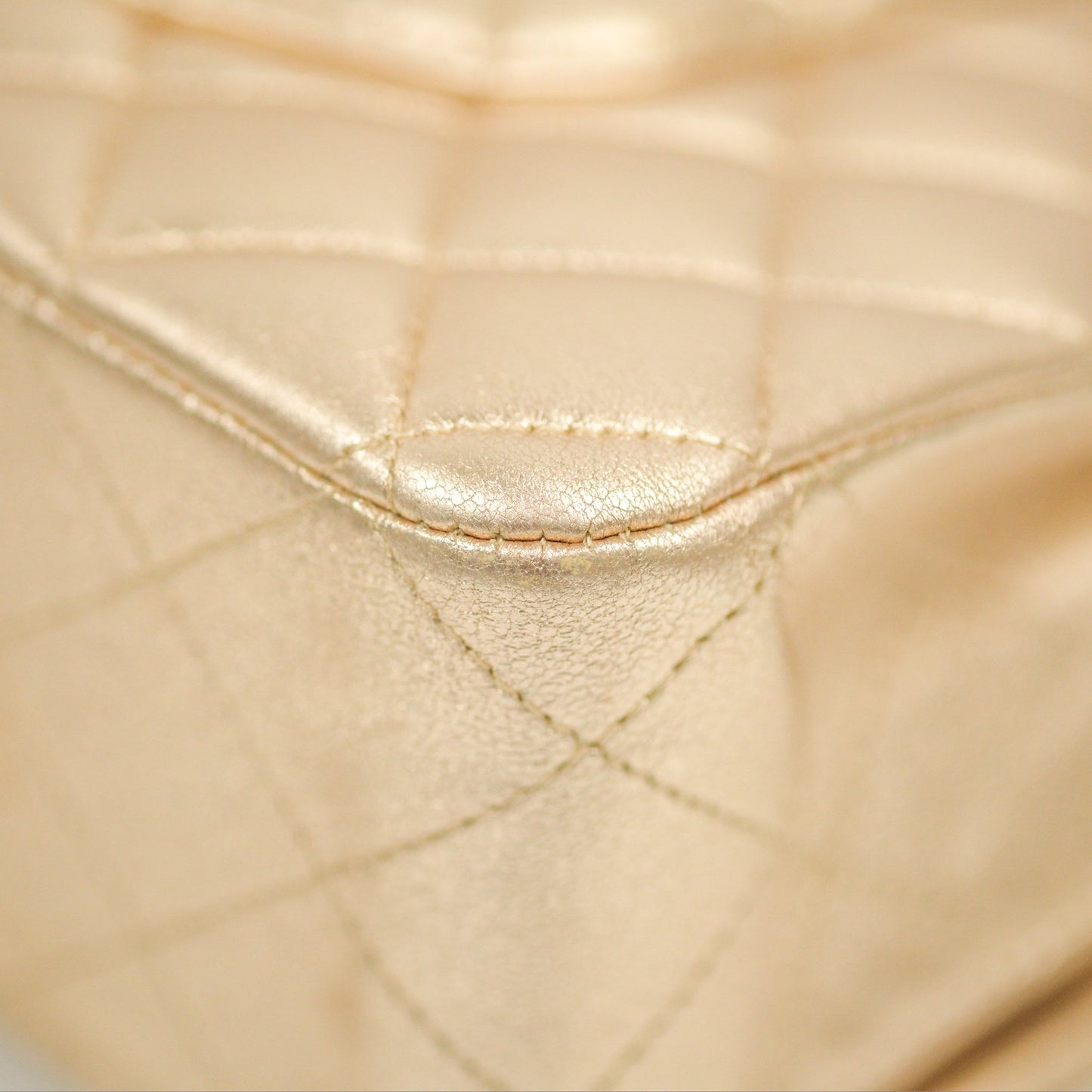 Chanel Classic M/L Medium Flap Quilted Metallic Gold Lambskin Gun Metal