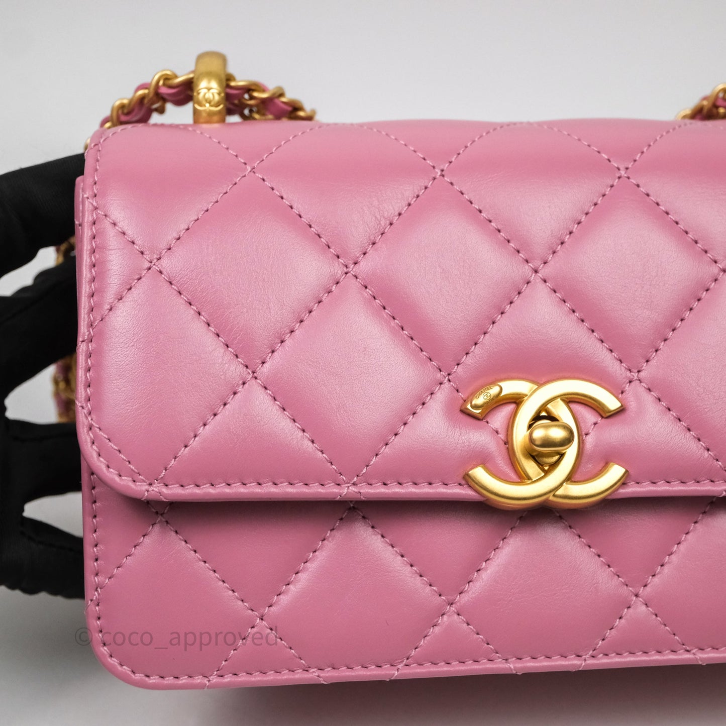 Chanel Quilted Mini Perfect Fit Adjustable Pink Calfskin Gold Hardware