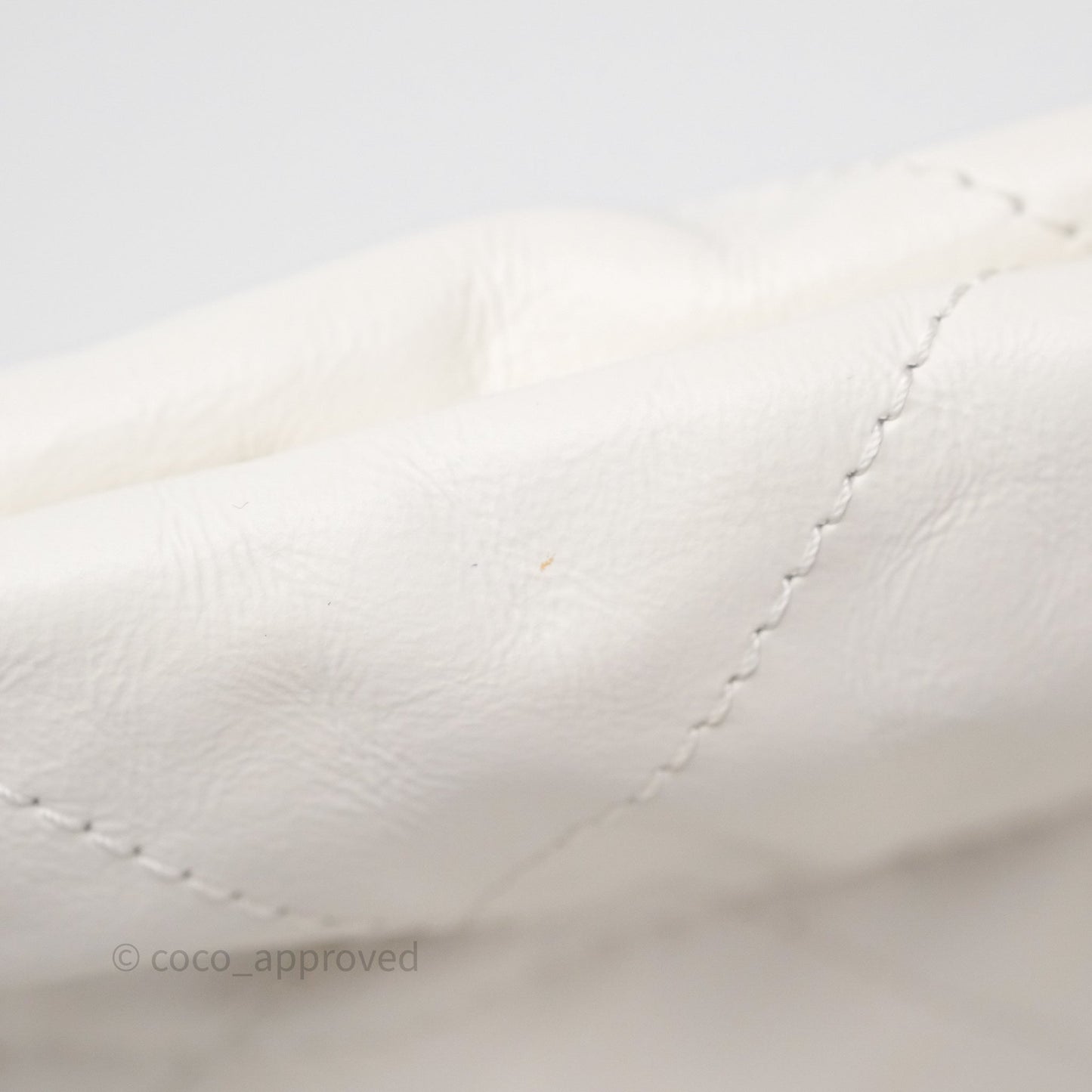 Chanel 22 Small White Aged Calfskin Black Logo Aged Gold Hardware