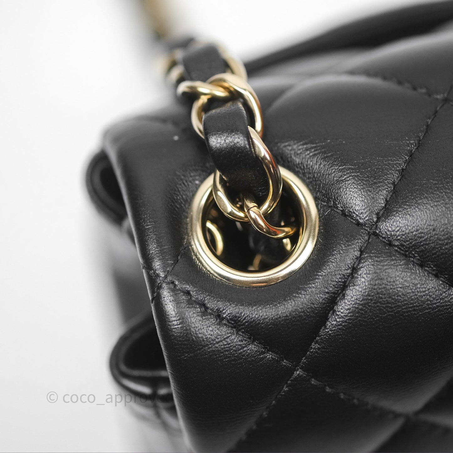 Chanel Mini Square Flap Quilted Black Lambskin Gold Hardware
