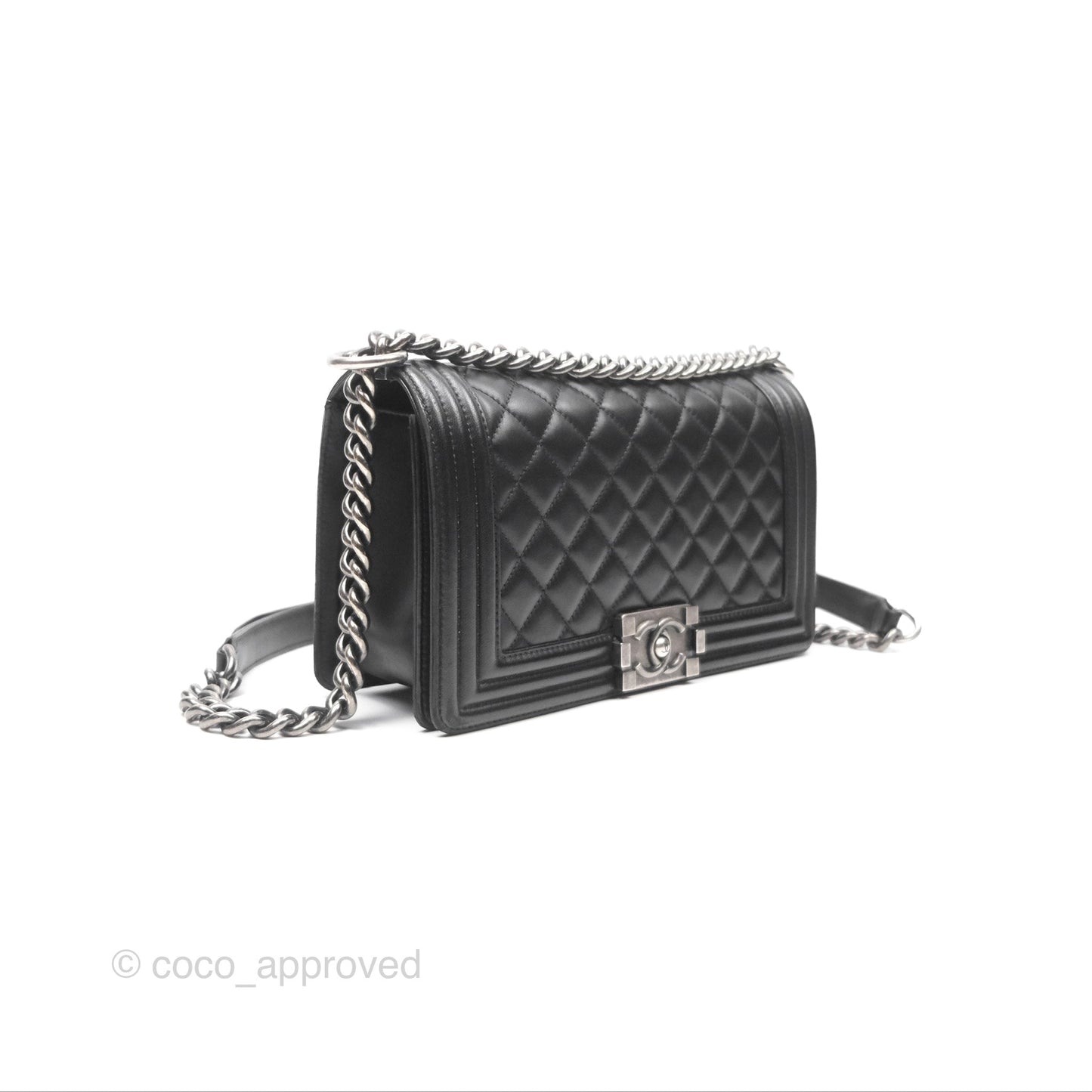 Chanel Medium Boy Quilted Black Lambskin Ruthenium Hardware