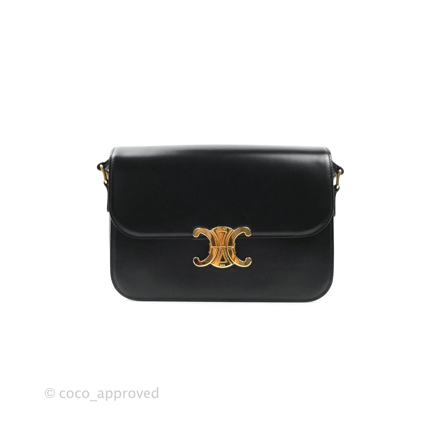 Celine Shiny Calfskin Medium Triomphe Black