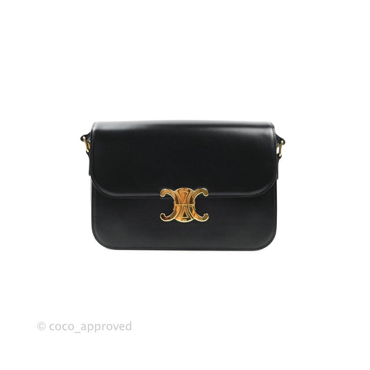 Celine Shiny Calfskin Medium Triomphe Black